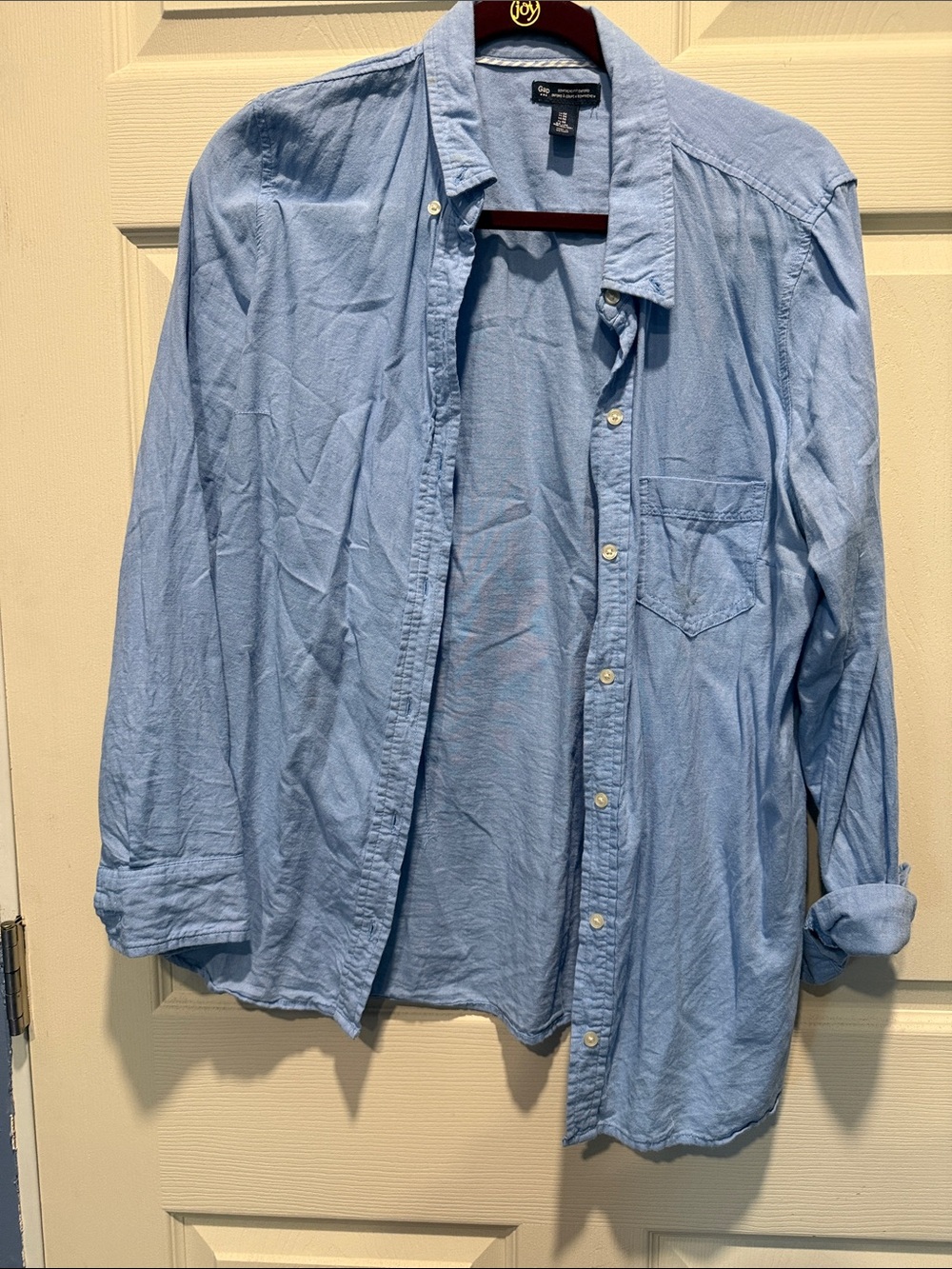 Gap Boyfriend Light Blue Casual Button-Down Shirt with Chest Pocket